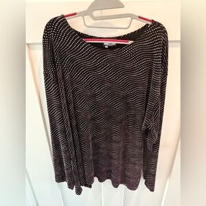 Awesome Wear Black White Dot Slinky Stretch Top 3X Plus Size Long Sleeve